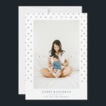 Dotted Watercolor Frame Hanukkah Photo Holiday<br><div class="desc">Blue watercolor dotted frame,  Happy Hanukkah Holiday photo card. Features,  single photo on front and two photo template spaces on back of card with coordinating blue colour background.</div>