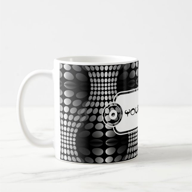 Dotted Waves Wallpaper black & white Coffee Mug (Left)