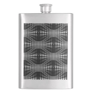 Dotted Waves Wallpaper black & white Hip Flask