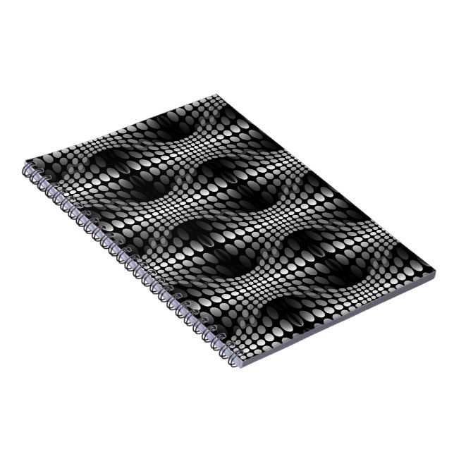Dotted Waves Wallpaper black & white Notebook (Right Side)