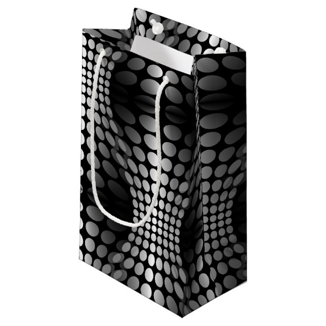 Dotted Waves Wallpaper black & white Small Gift Bag (Front Angled)