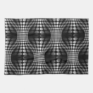 Dotted Waves Wallpaper black & white Tea Towel