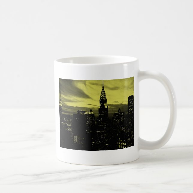 Dotted Yellow Black New York City Coffee Mug (Right)