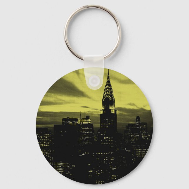 Dotted Yellow Black New York City Key Ring (Front)
