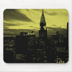Dotted Yellow Black New York City Mouse Mat