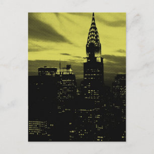 Dotted Yellow Black New York City Postcard