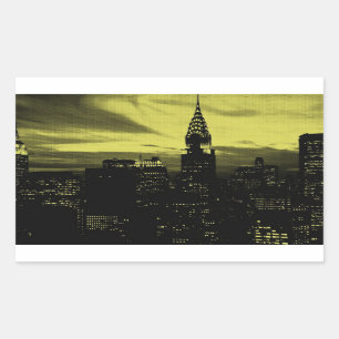 Dotted Yellow Black New York City Rectangular Sticker