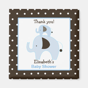 Dottie Elephant (Blue) Square Favour Magnet