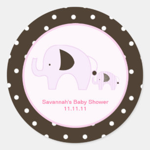 Dottie Elephant (Pink) Favour Stickers 3-inch
