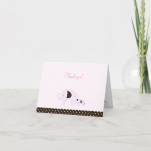 Dottie Pink Elephant Folded Thank you notes