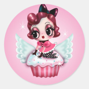 Dottie Rides a Flying Cupcake! Classic Round Sticker