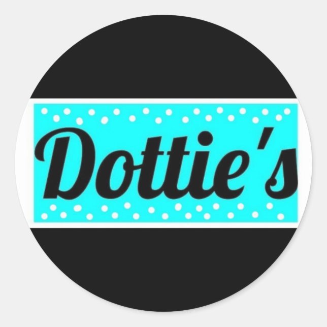 Dottie's Store Logo Polka Dot Round Stickers  (Front)