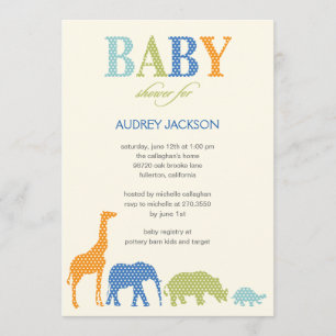 Dotty Animals Baby Shower Invitation - Blue