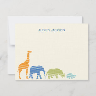 Dotty Animals Thank You Cards - Blue