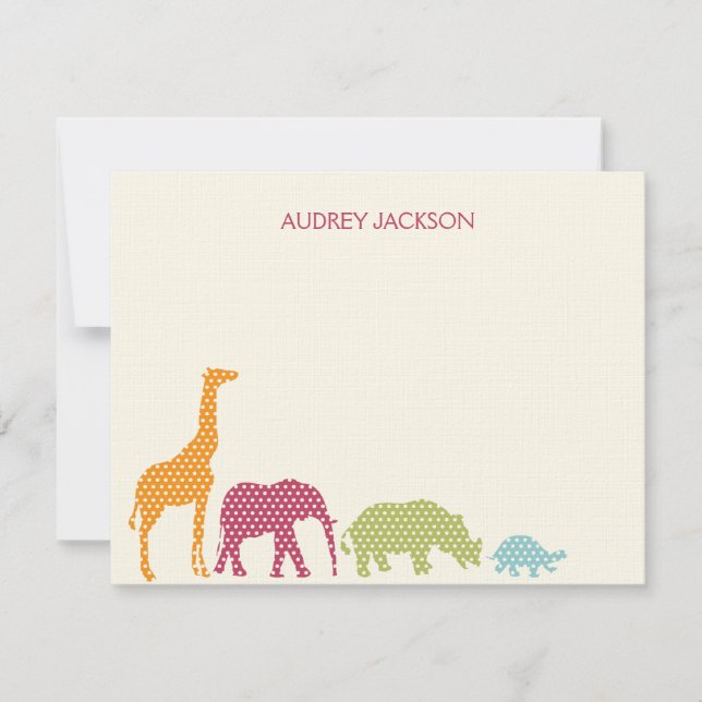 Dotty Animals Thank You Cards - Pink (Front)