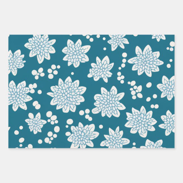 Dotty Blooms Wrapping Paper Sheet (Front)