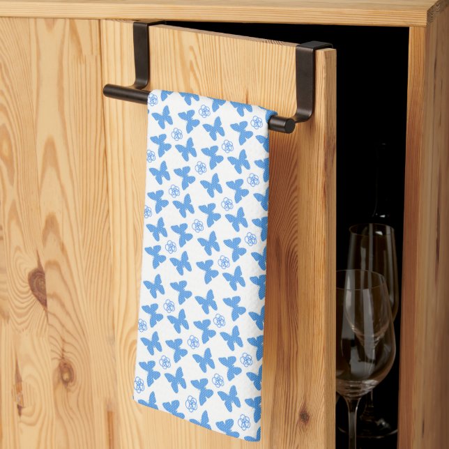 Dotty Blue Butterflies Tea Towel (Thirds Fold)