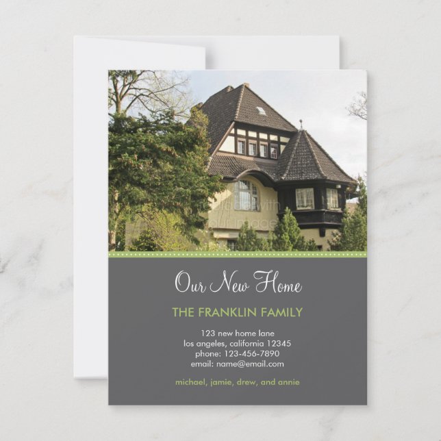 Dotty Border Photo Moving Announcement (Front)