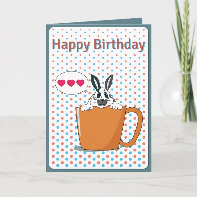Dotty bunny Happy Birthday Card (Front)