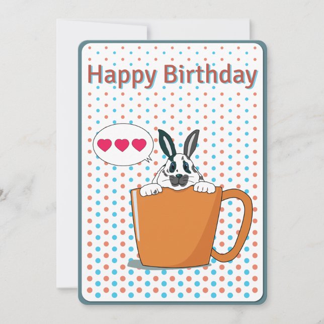 Dotty bunny Happy Birthday card (Front)