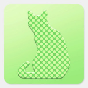 Dotty Cat - shades of lime green Square Sticker