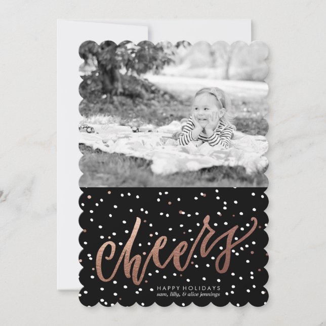 Dotty Cheers Holiday Photo Card // Rose Gold (Front)