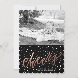 Dotty Cheers Holiday Photo Card // Rose Gold
