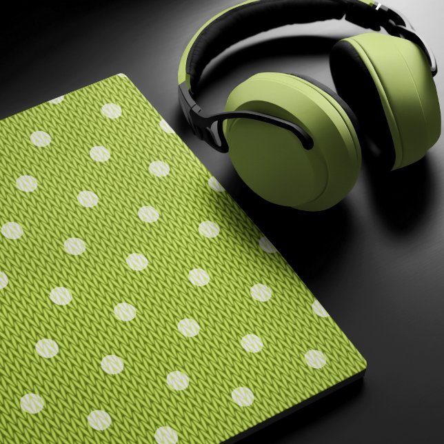 Dotty Delight Green Mouse Mat (A Dotty Delight Green Mouse Pad is on the desk. )
