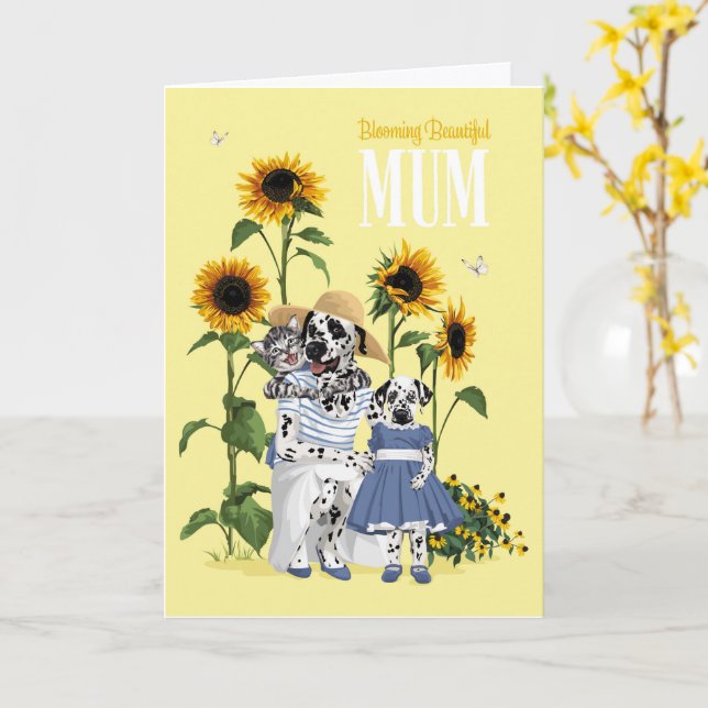Dotty Dog Blooming Beautiful Mum Sunflower Card (Yellow Flower)