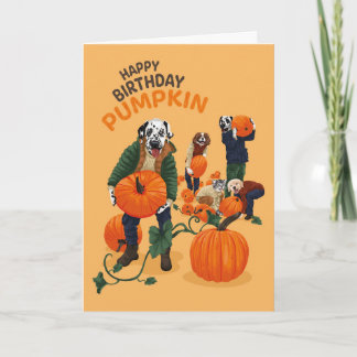 Dotty Dog Dalmatian Birthday Pumpkin Greeting Card