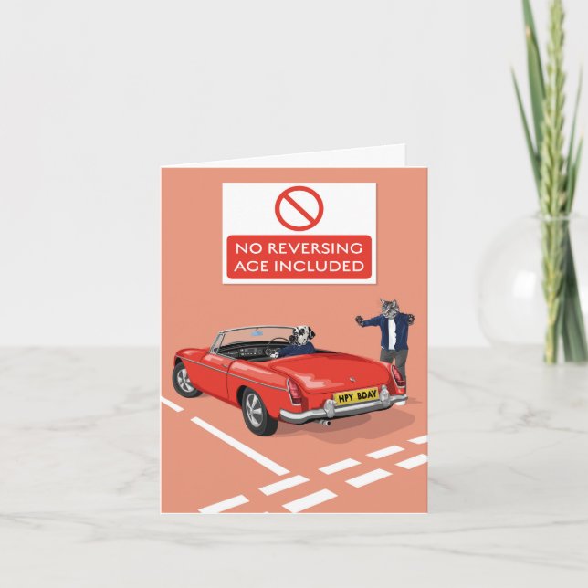 Dotty Dog No Reversing, Age Included Car Birthday  Card (Front)