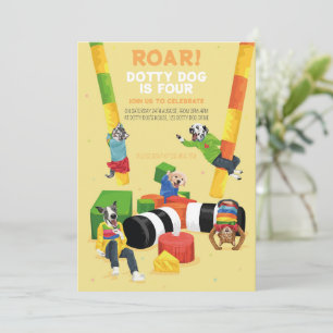 Dotty Dog Roar Soft Play 4th Birthday Party Invitation