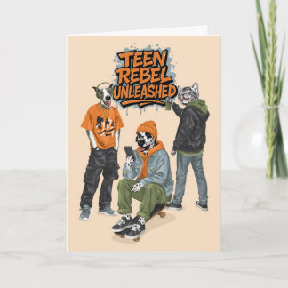 Dotty Dog Teen Rebel Unleashed Graffiti Birthday Card