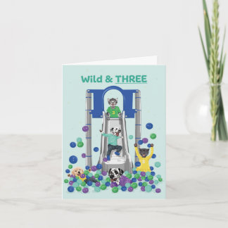 Dotty Dog Wild & Three Soft Play Ball Pit Birthday Card
