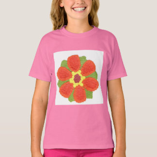 Dotty Flower Girls' Fine Jersey V-Neck T-Shirt