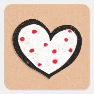 Dotty Hearts kraft Square Sticker