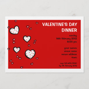Dotty Hearts red Valentine's Day Dinner Invitation