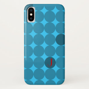 Dotty Monogram In Red And Aqua iPhone X Case