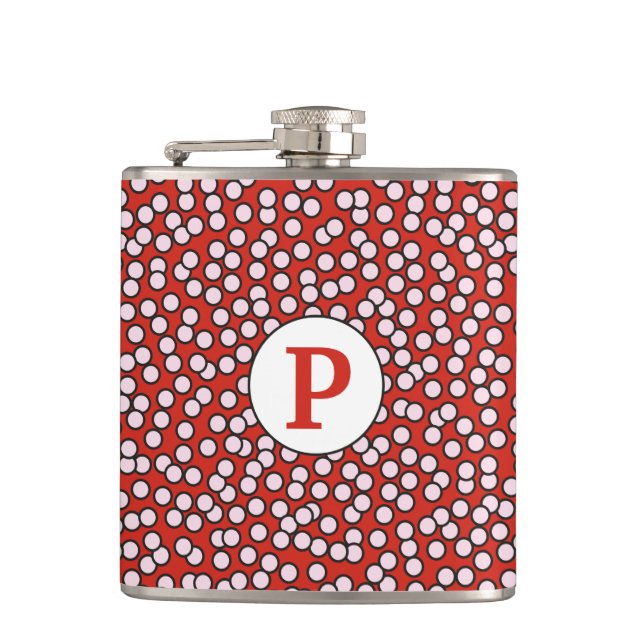 Dotty Monogram Pattern Hip Flask (Front)