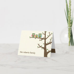 Dotty Owls Baby Thank You Card