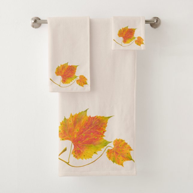 Dotty Spotty Fall on a Bathroom Towel Set (Insitu)
