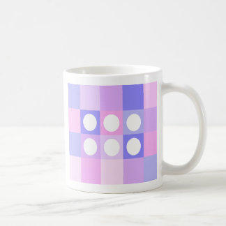 Dotty squares and circles - English tea mug