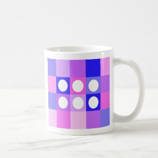 Dotty squares and circles - English tea mug