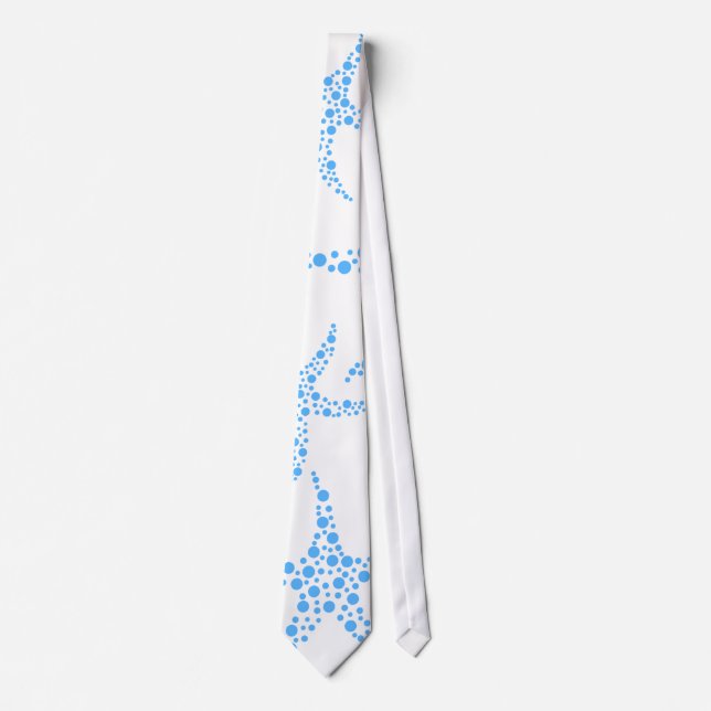 Dotty Starfish Pattern in Blue and White. Tie (Front)