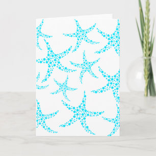 Dotty Starfish Pattern in Turquoise and White. Card