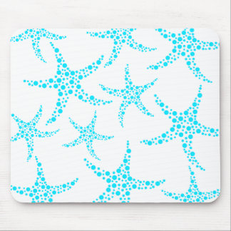 Dotty Starfish Pattern in Turquoise and White. Mouse Mat