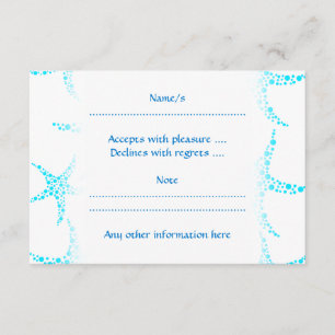 Dotty Starfish Pattern in Turquoise and White. RSVP Card