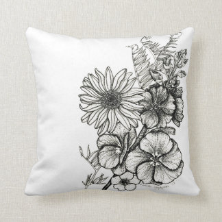 dotwork art flower pillow