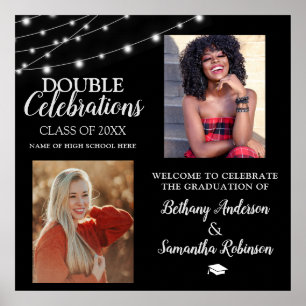 Double 2 Photo Graduation Welcome Poster