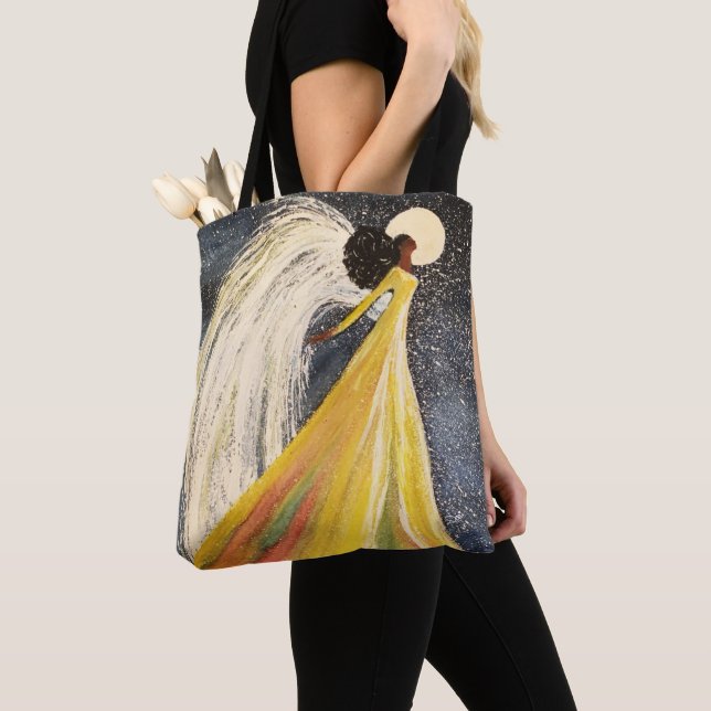 Double Angel All-Over-Print Shoulder Tote Bag (Close Up)